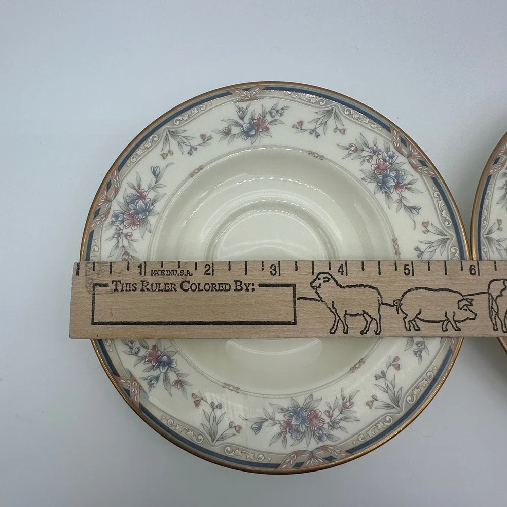 Noritake Lylewood Fine China Tea Cup and Saucer Set of 2 Floral Gold Trim 9760